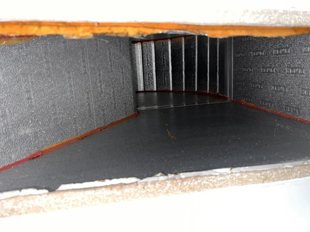 Inside an air duct after deep cleaning