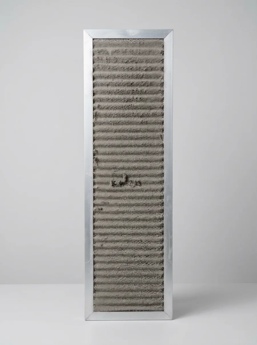 AC filter clogged with dust, before cleaning